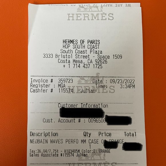 Hermès Neobain Waves Case, Medium model, Orange - Picture 7 of 7